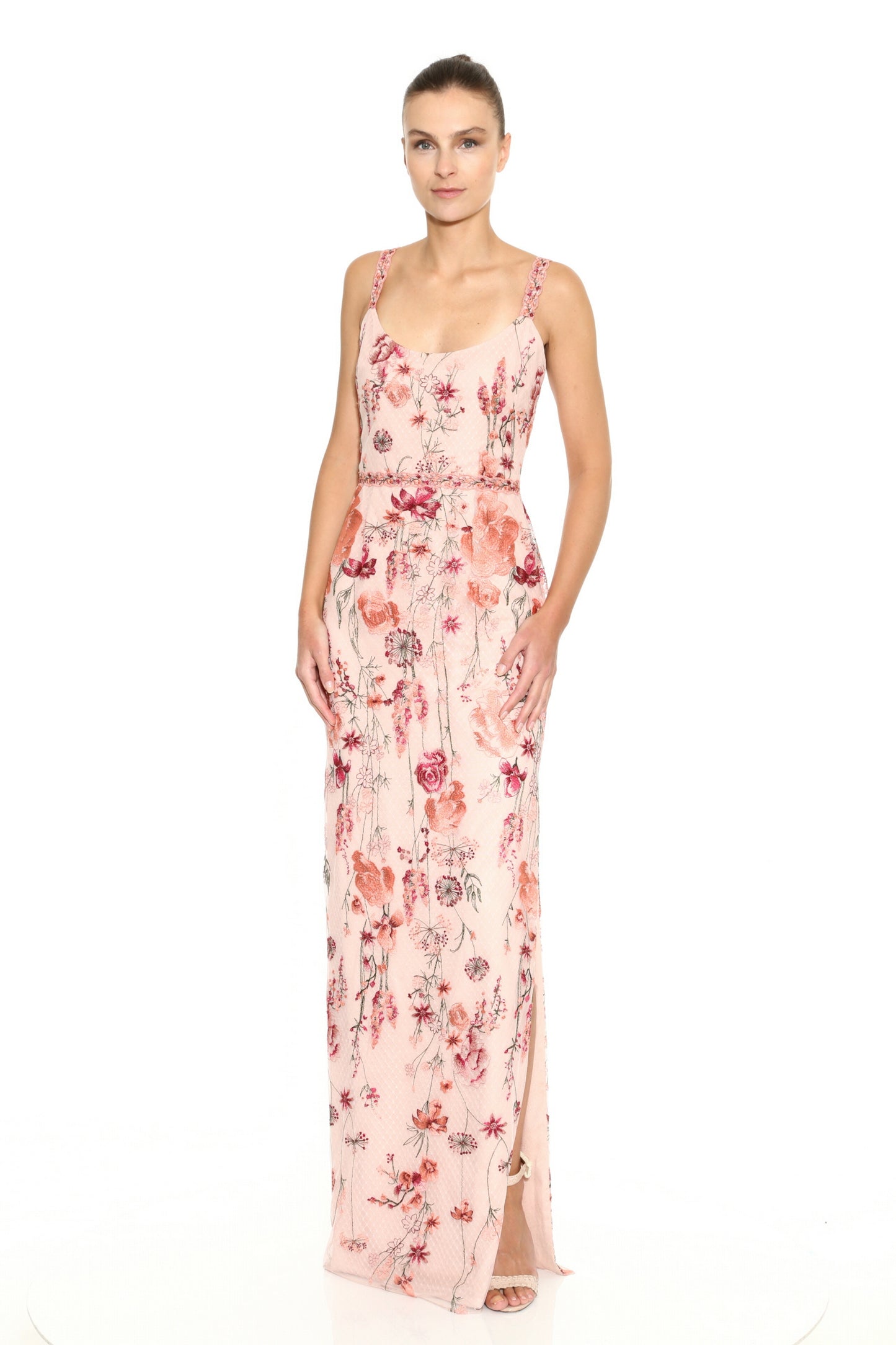 Sleeveless Embroidered Tulle  Gown