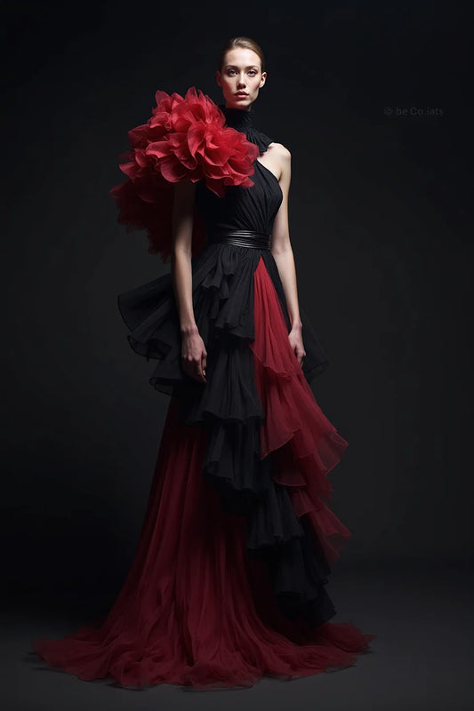 Oversized Ruffle-Sleeved Gown