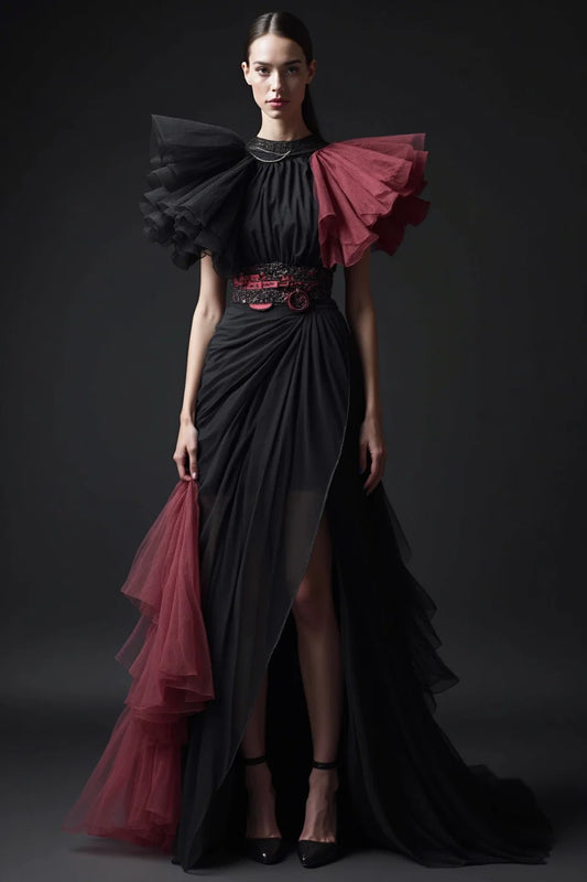 Short Flared Sleeve Gown