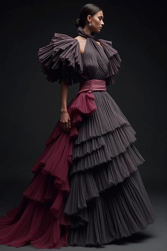 Short Sleeve Tiered Gown