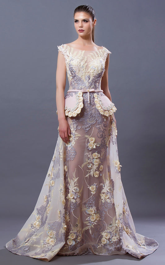 Cap Sleeve Full Illusion Back Gown