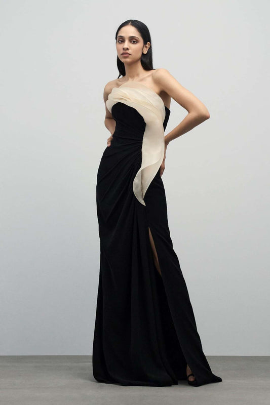 Ruffle Drape Gown