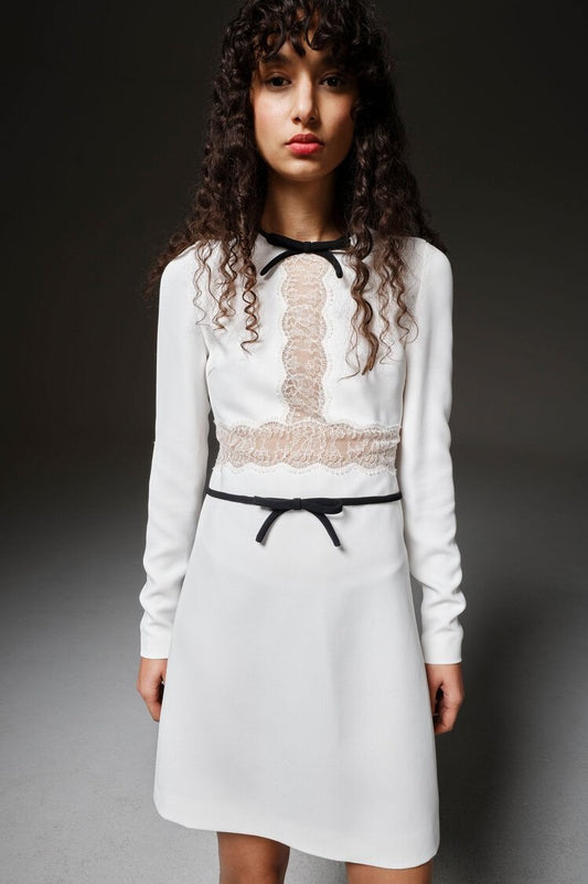 Crepe Mini Dress with Bow Detail