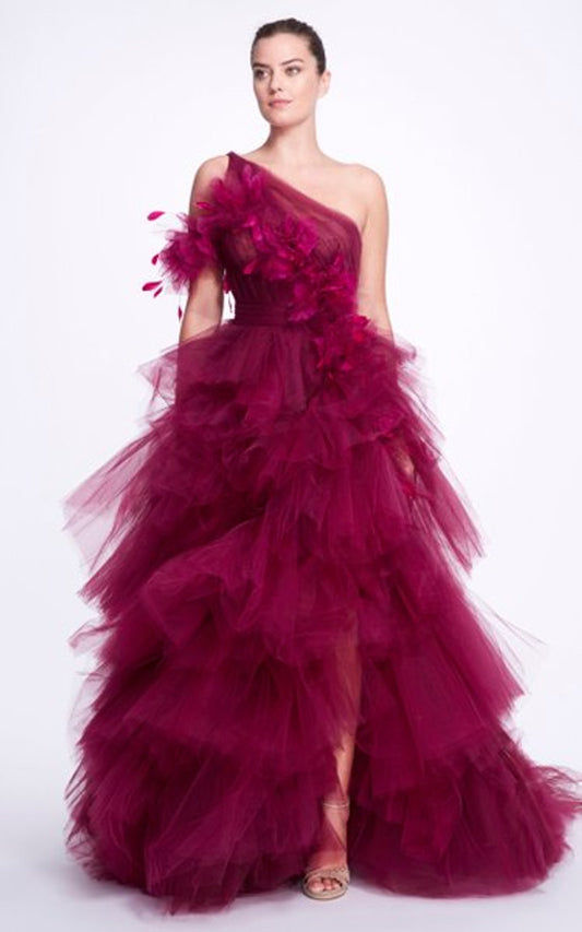 One Shoulder Tulle  Gown
