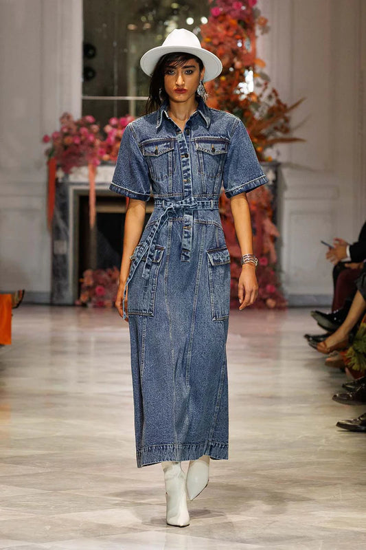 Rinsed Indigo Denim Safari Dress