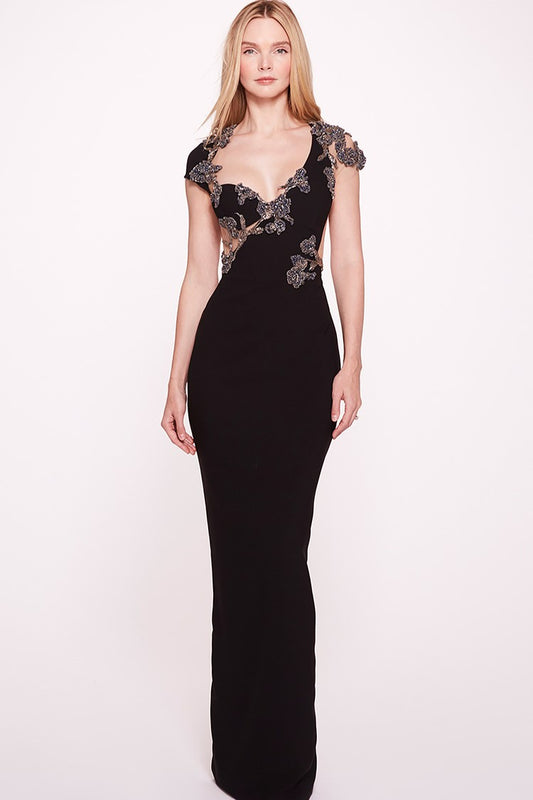 Cap Sleeve Crystal Gown