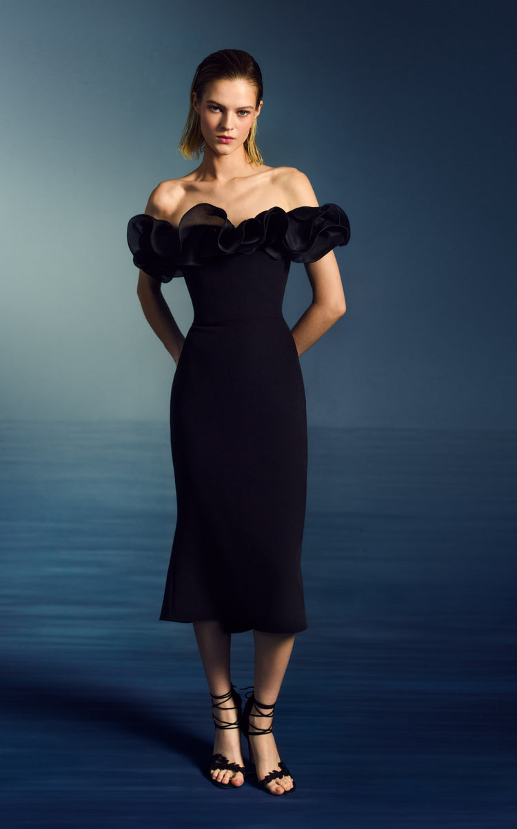 Gazar Ruffle Cocktail Dress