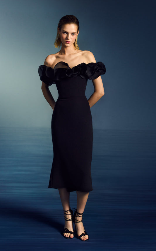 Gazar Ruffle Cocktail Dress