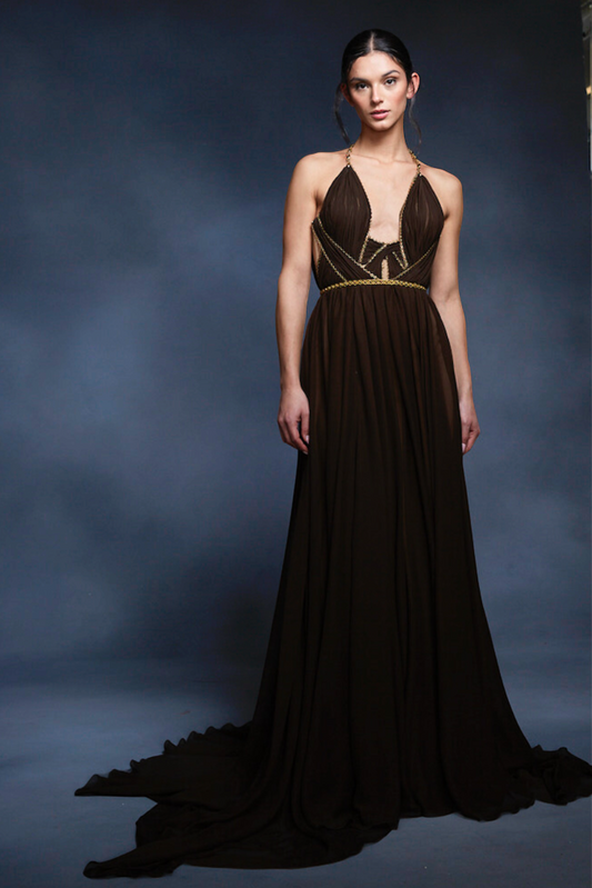 Grecian Silk Chiffon Gown