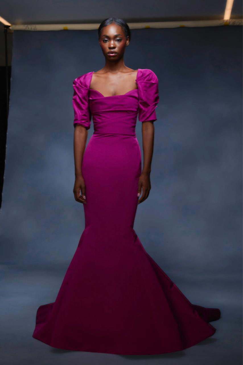 Faille Fishtail Trumpet Gown