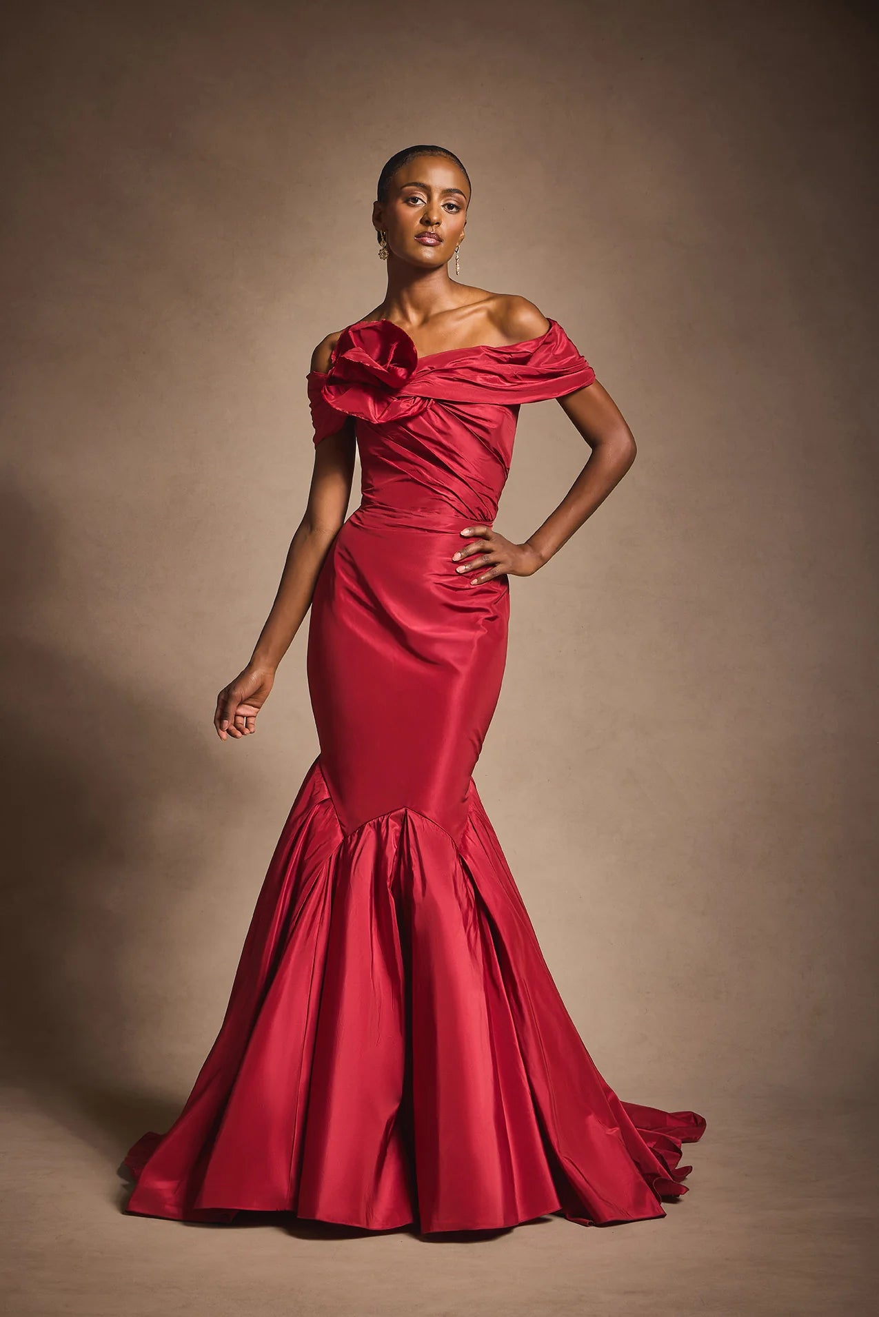 Off-Shoulder Fishtail Gown