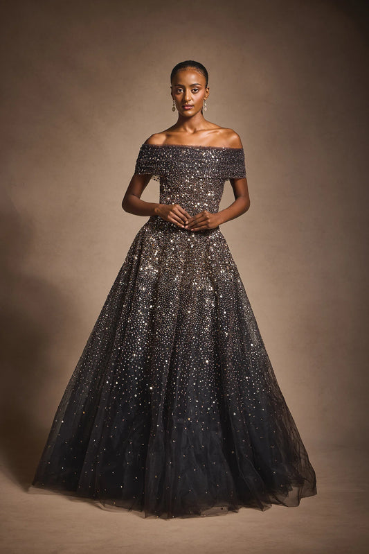 Off-Shoulder Beaded Ballgown