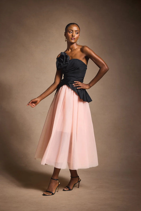Strapless Drape Bodice Dress