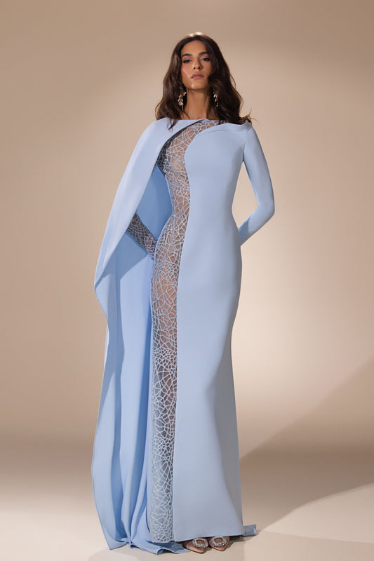 Cascading Cape Gown