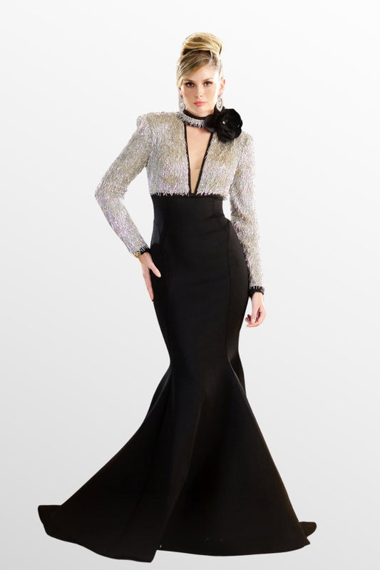 Beaded Fringe Mermaid Gown
