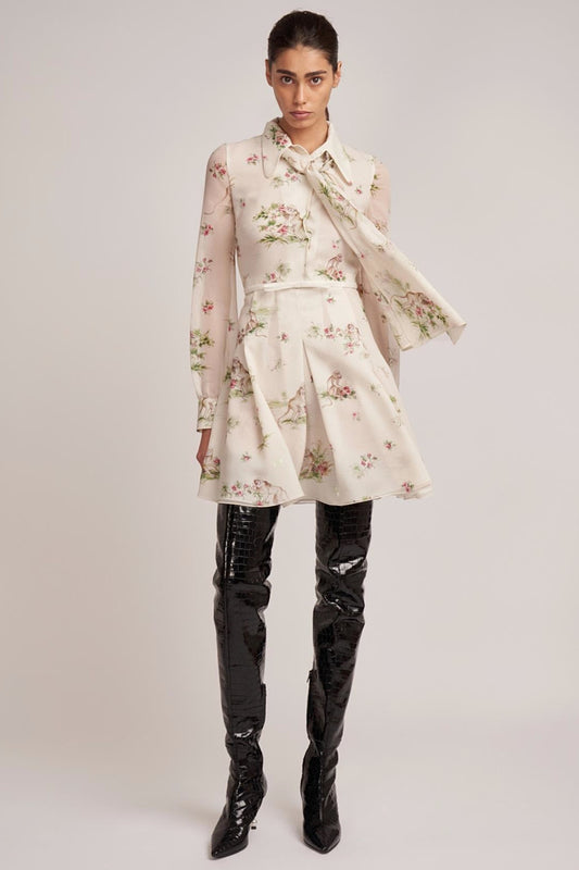 Floral Tie Neck Mini Dress