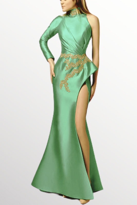 Slit Faille Gown