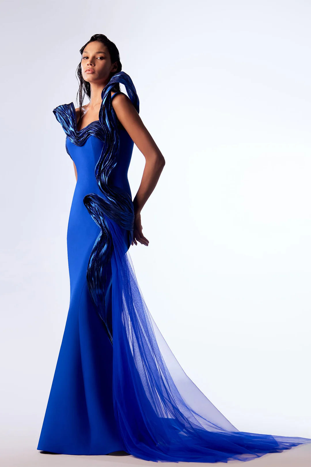 One-Shoulder Dramatic Draped Gown