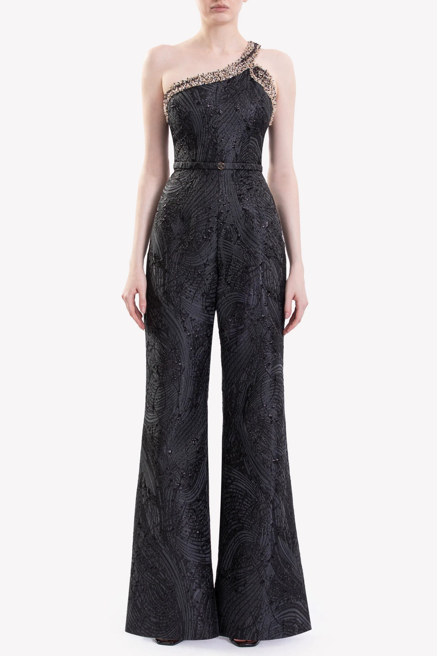 Embellished Neckline Jumpsuit