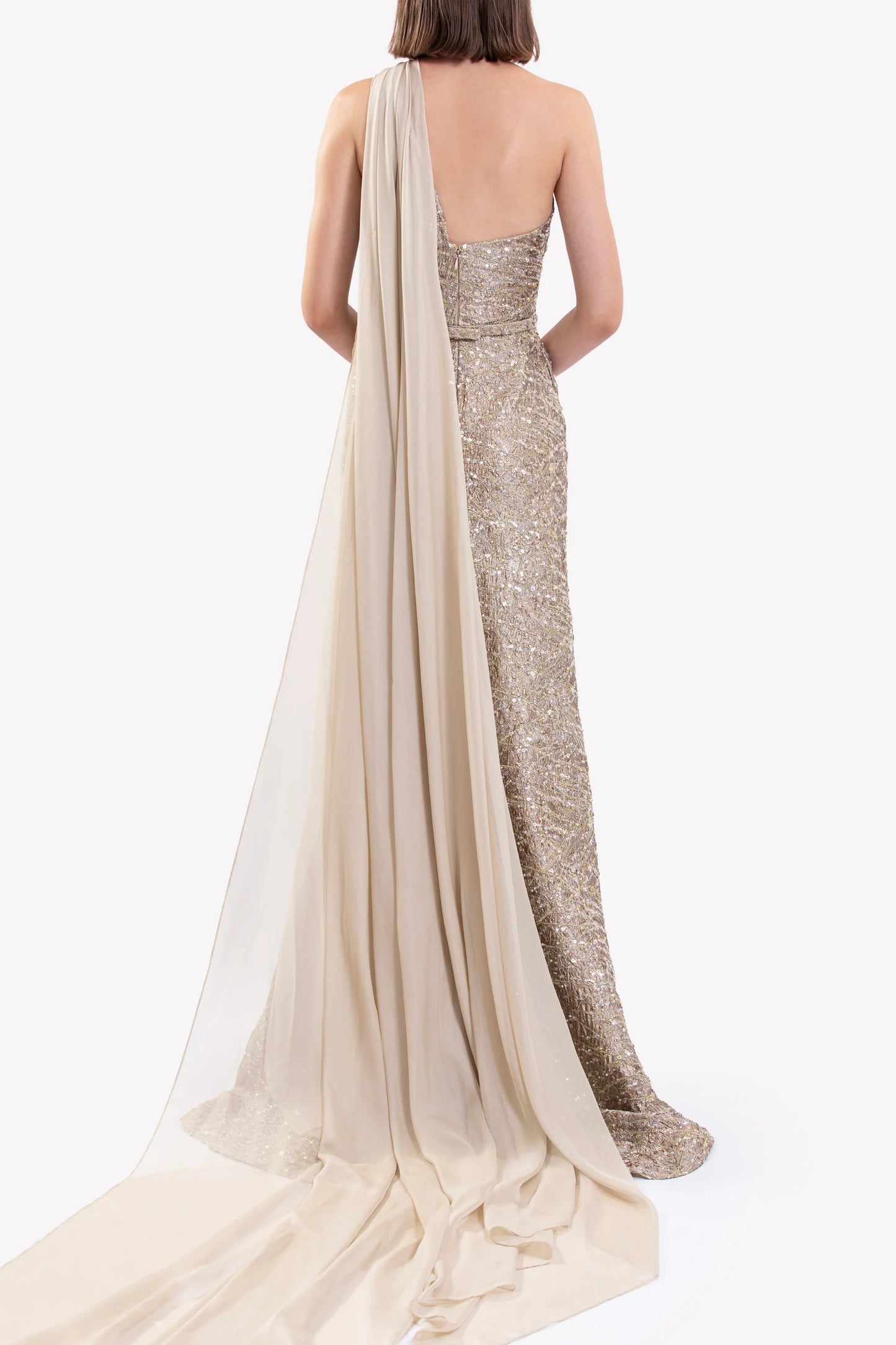 Asymmetrical Brocade Dress