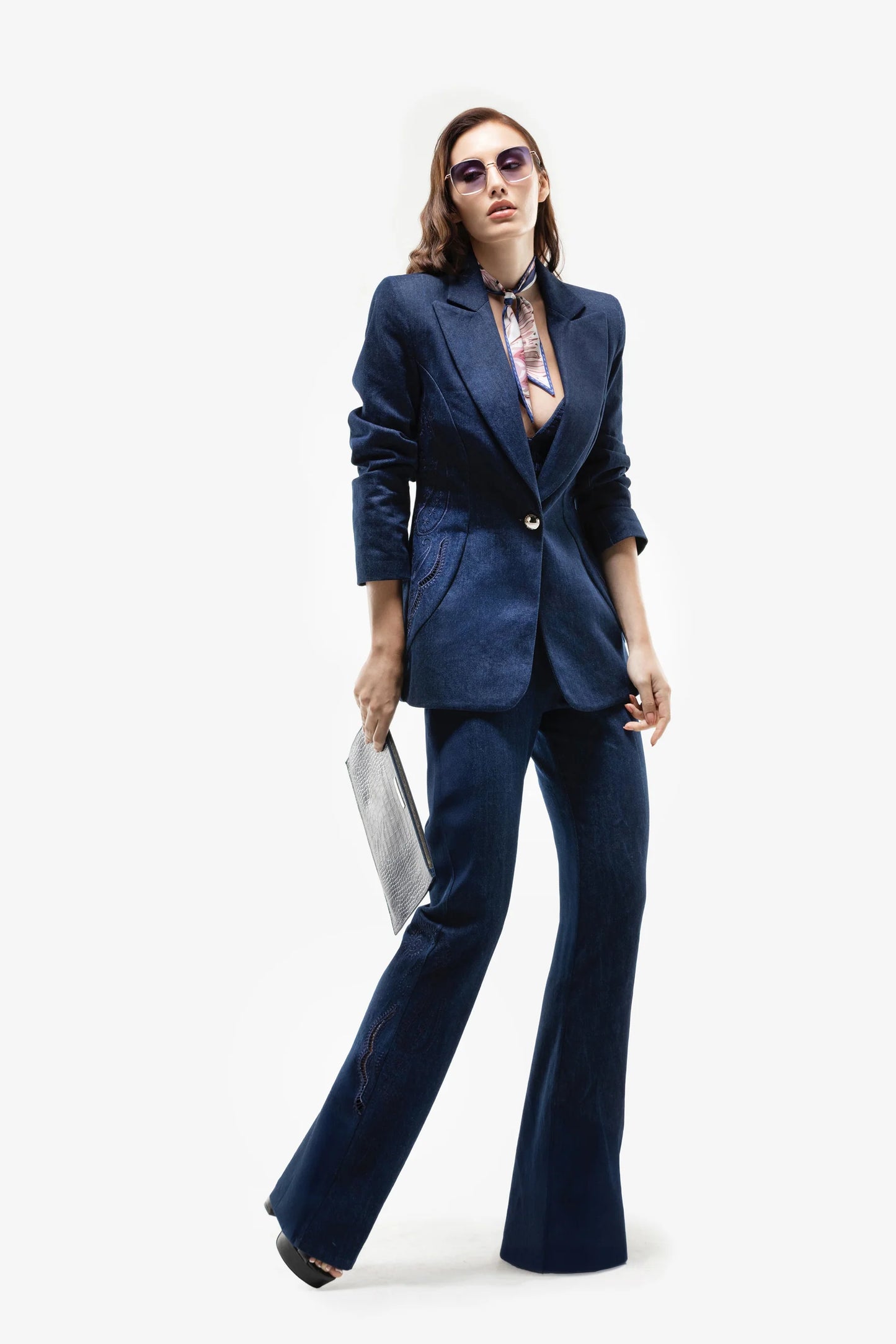 Denim Tailored Set with Bra