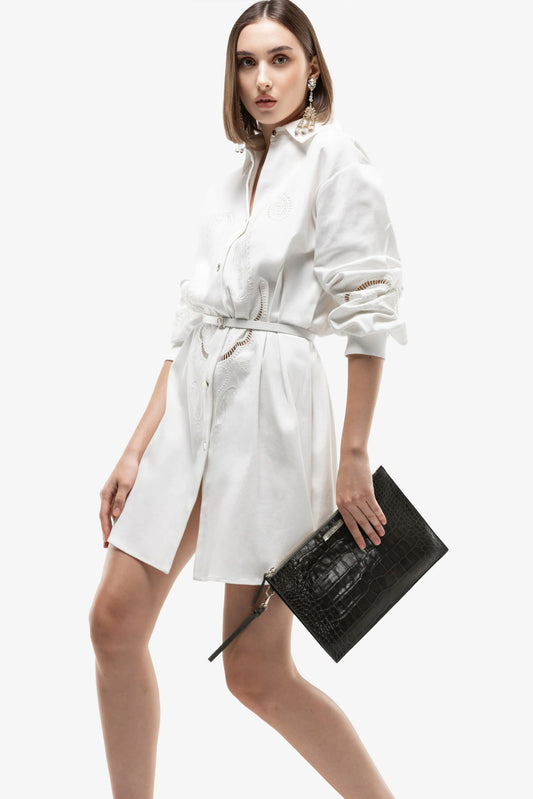 Perforated Demin Dress