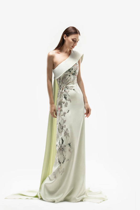 One-Shoulder Embroidered Dress