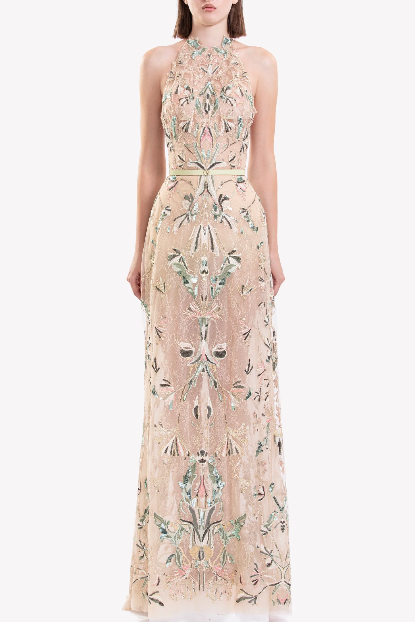 Embroidered Halter Dress