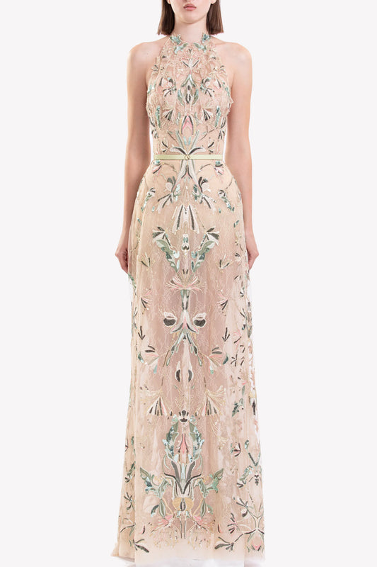 Embroidered Halter Dress