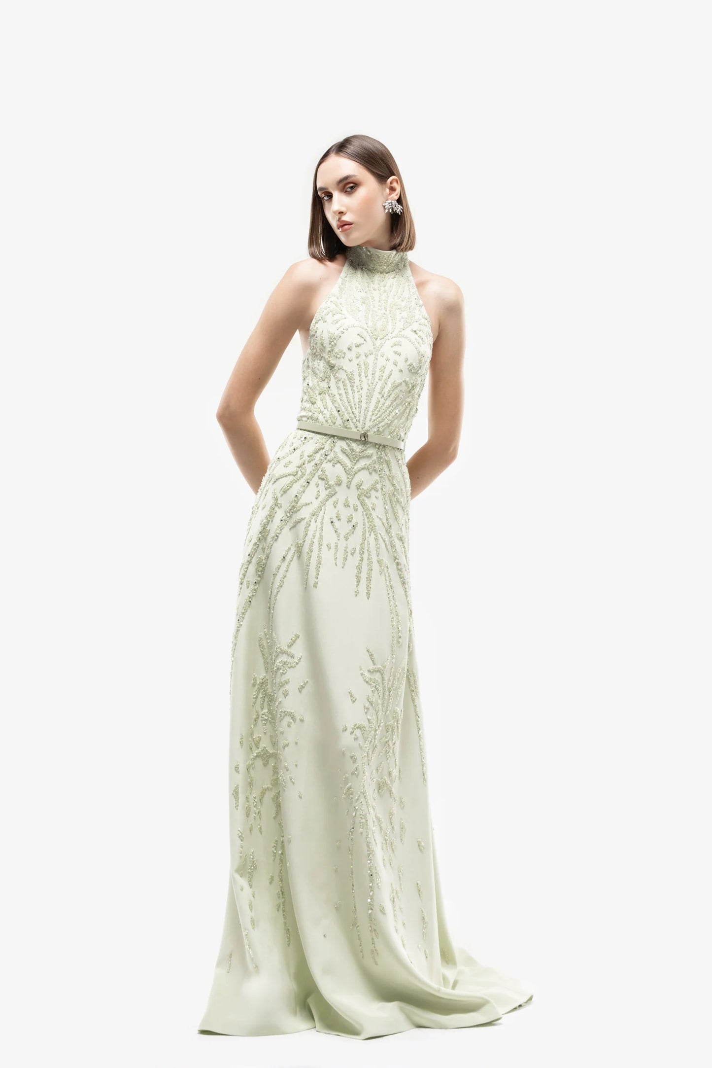 Halter Neck Crepe Dress