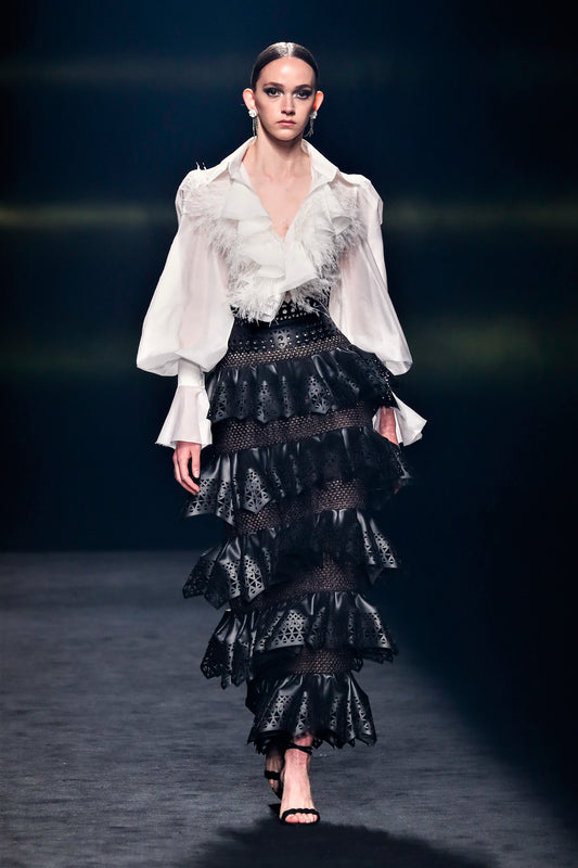 Fenegro Long Sleeve Blouse and Tiered Skirt