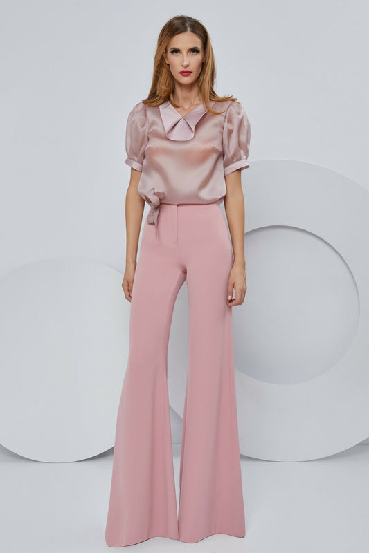 Pink Silk Organza Blouse and Stretch Crepe Pant