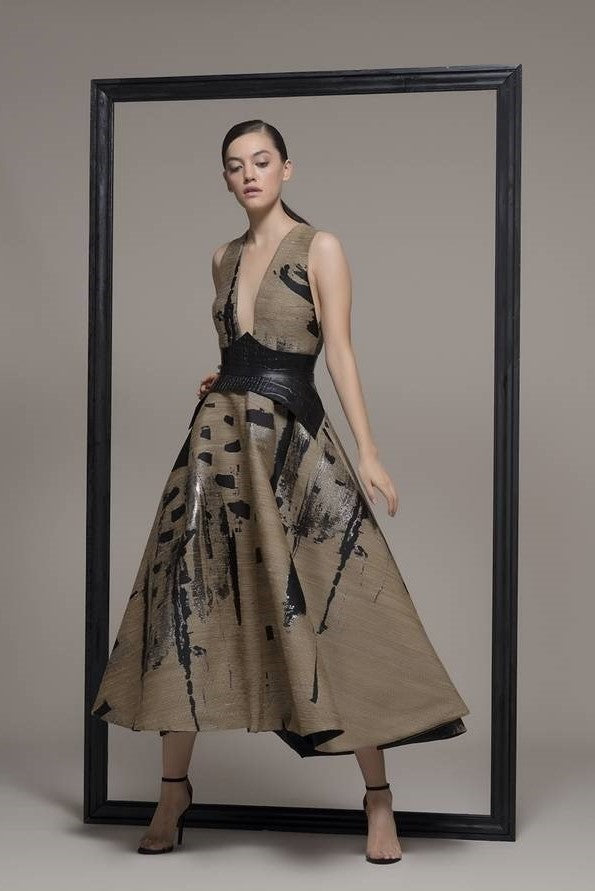 Sleeveless Abstract Midi