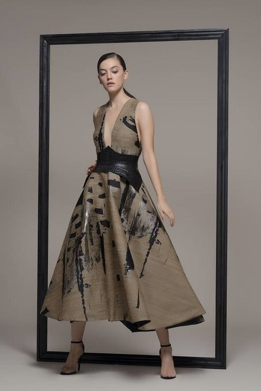 Sleeveless Abstract Midi