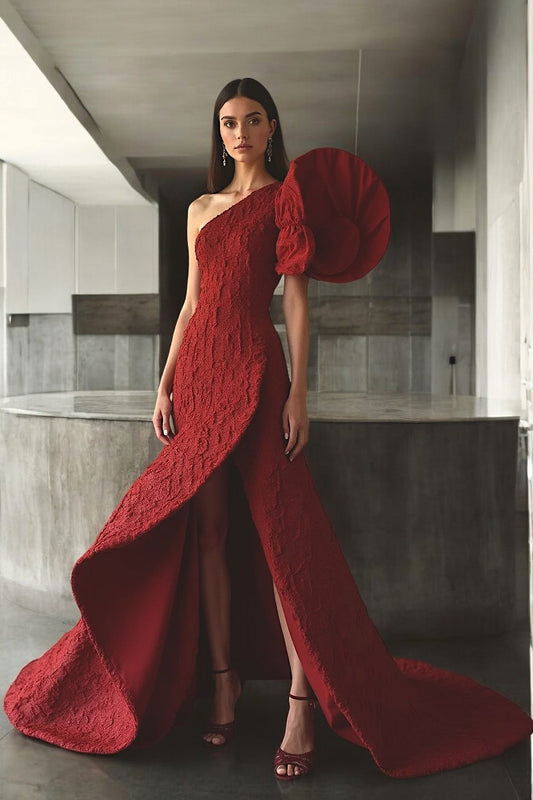Flared Single Shoulder Gown