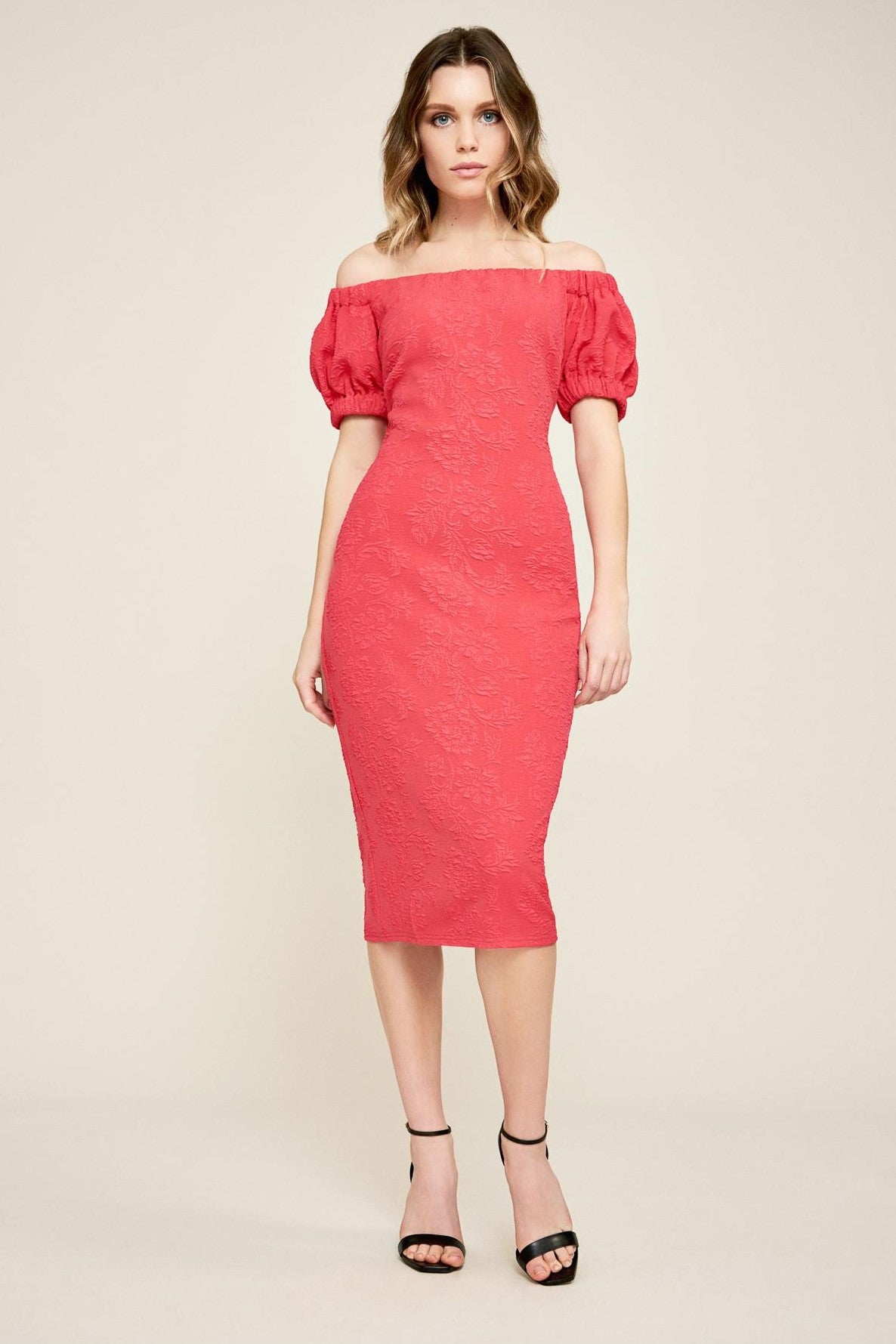 Off Shoulder Textured Dress