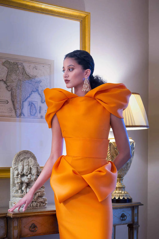 Tangerine Gazar Petal Shoulder Top