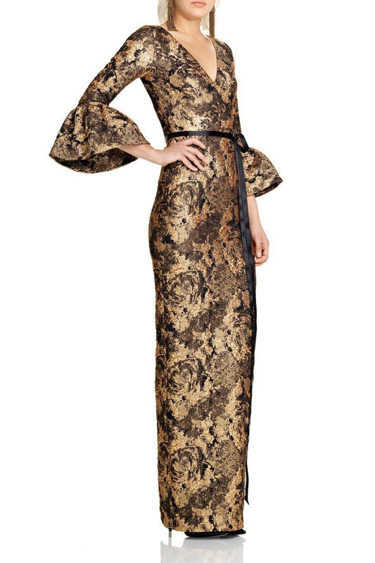Textured V-Neck Gown
