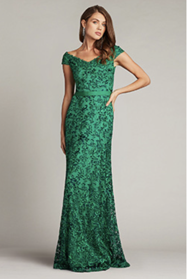 SONYA BELTED LACE GOWN