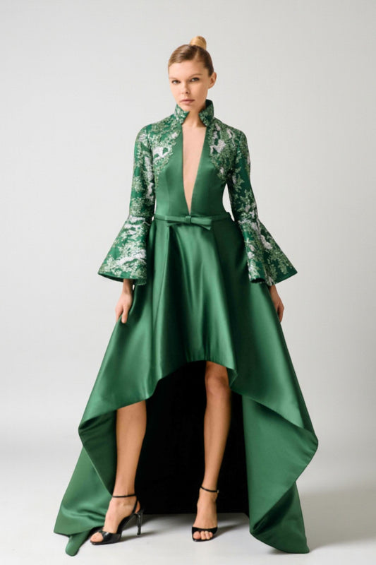 Long Sleeve High-Low Gown