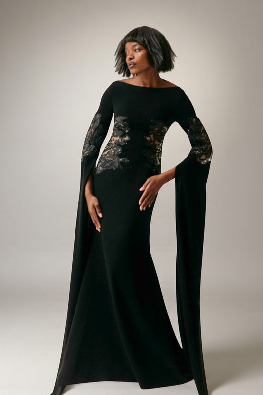 Cape-like Sleeve Gown