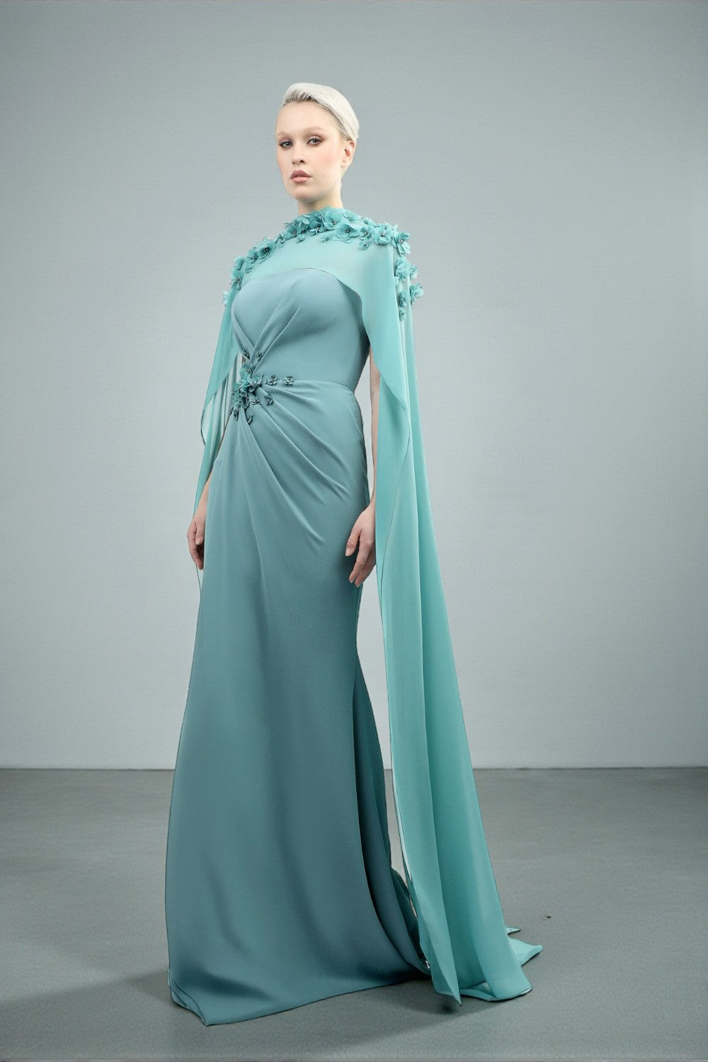 Strapless Floral Gown