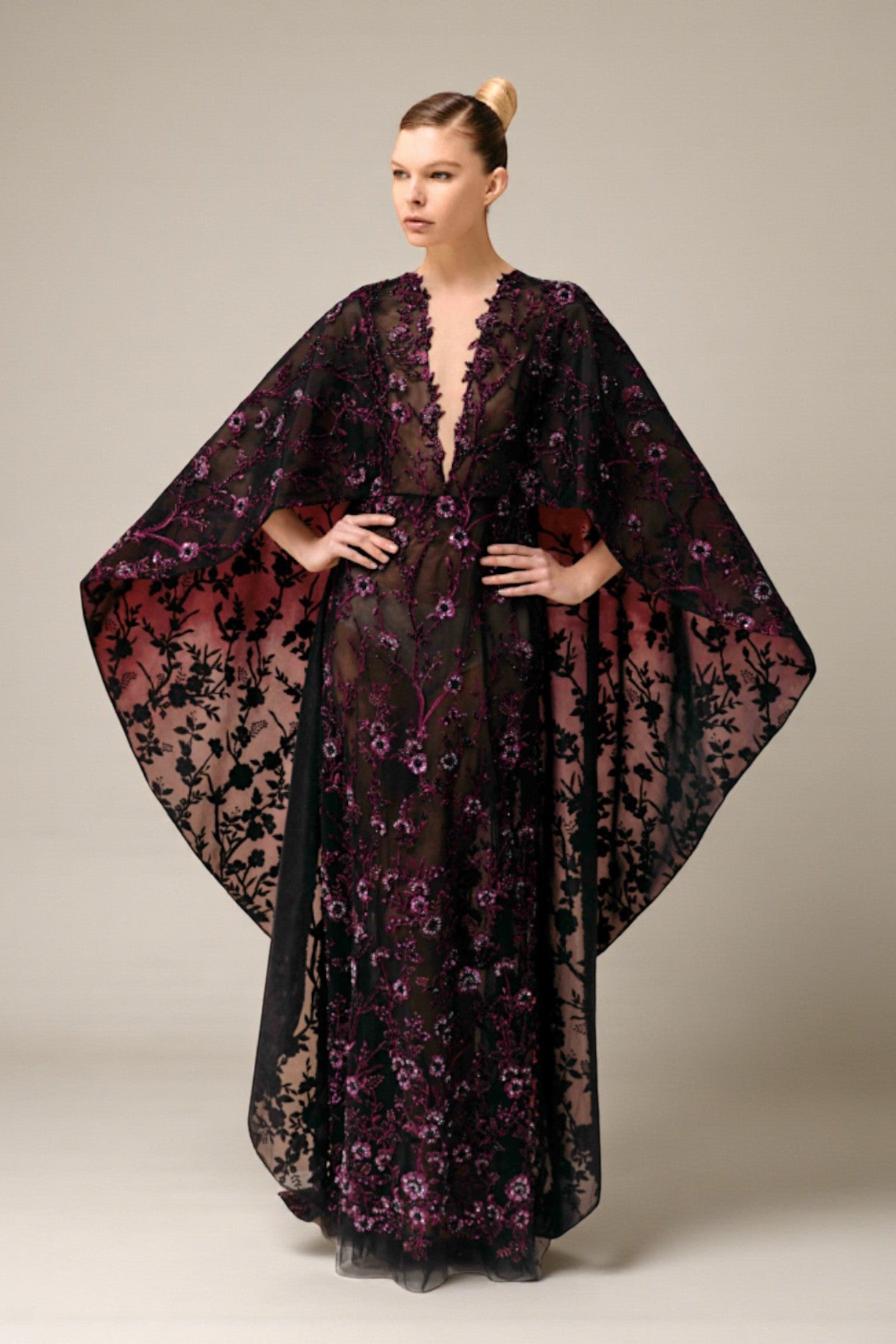 Deep V-Neckline Gown