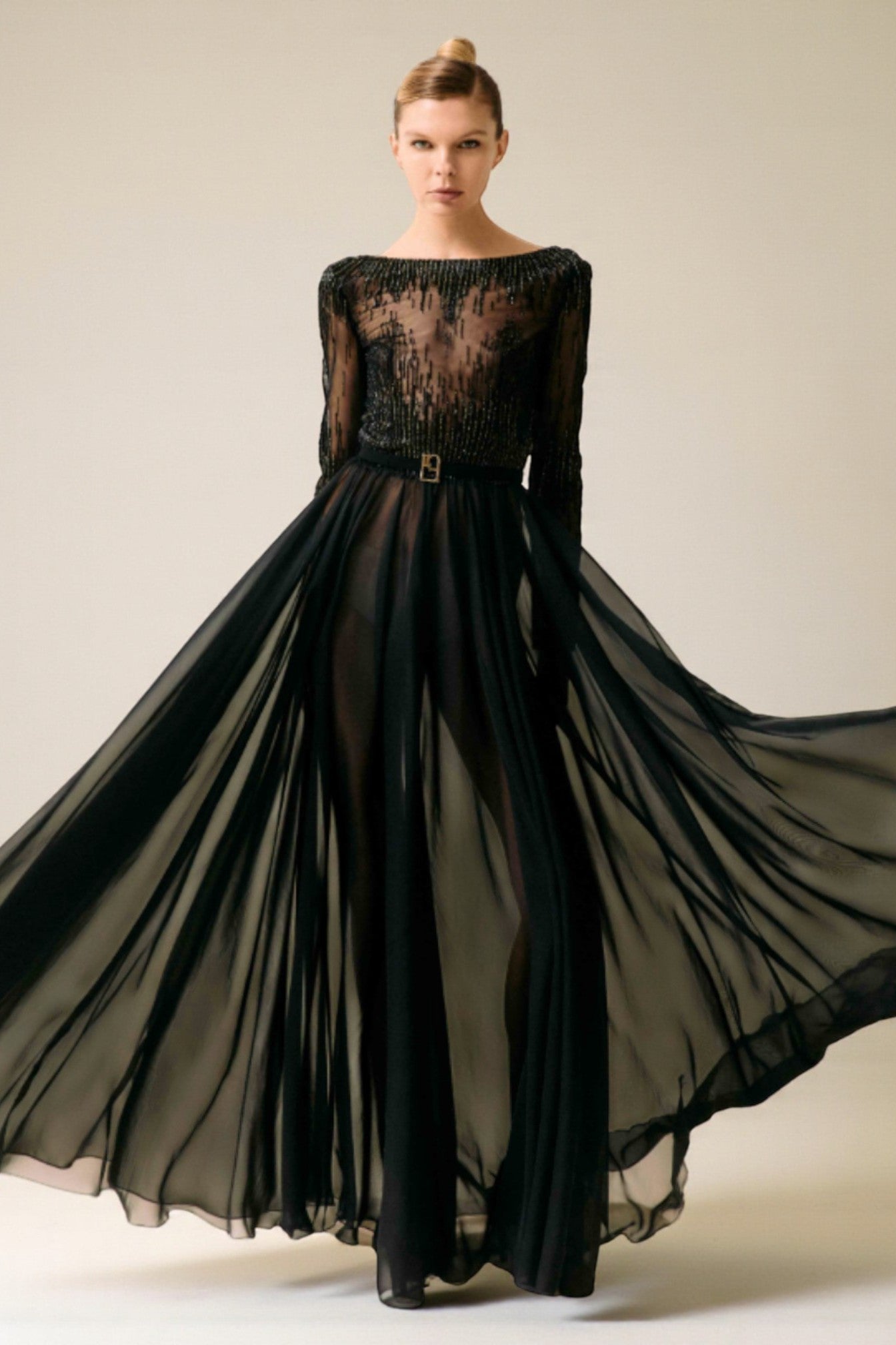 Long Sleeve Embroidered Gown