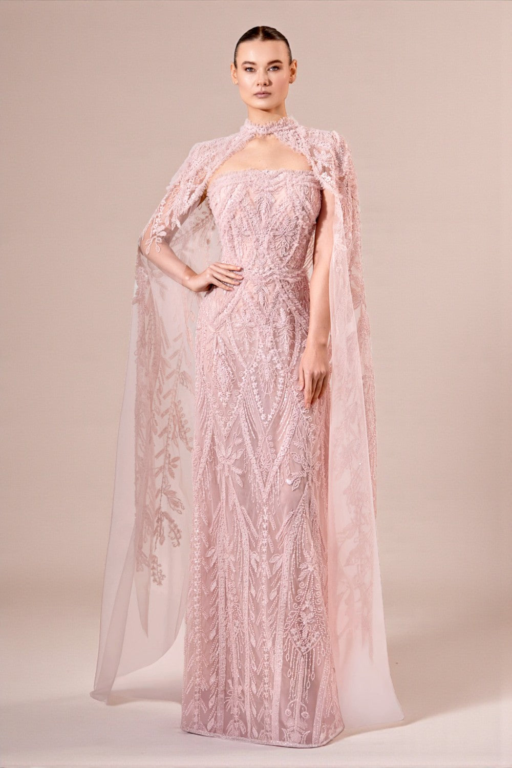 Strapless Embroidered Gown