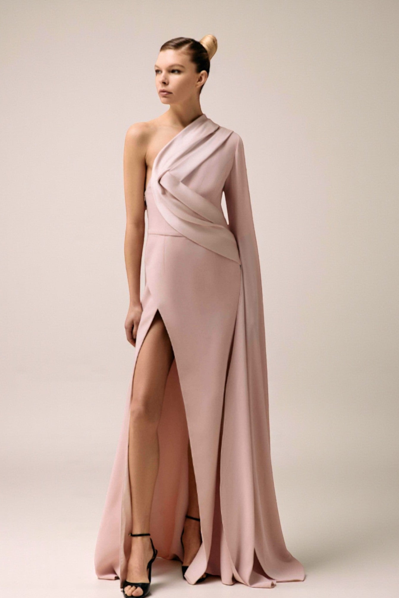 One-Shoulder Crepe Gown