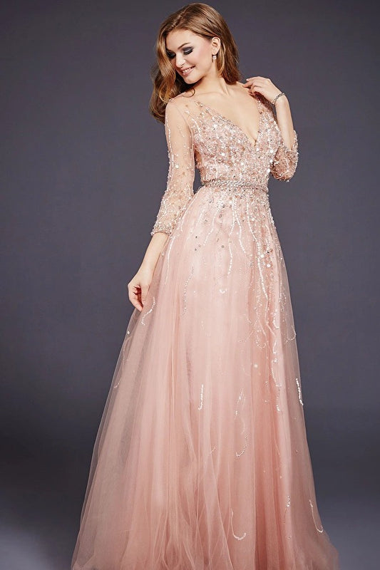 Three Quarter Sleeve A-Line Gown