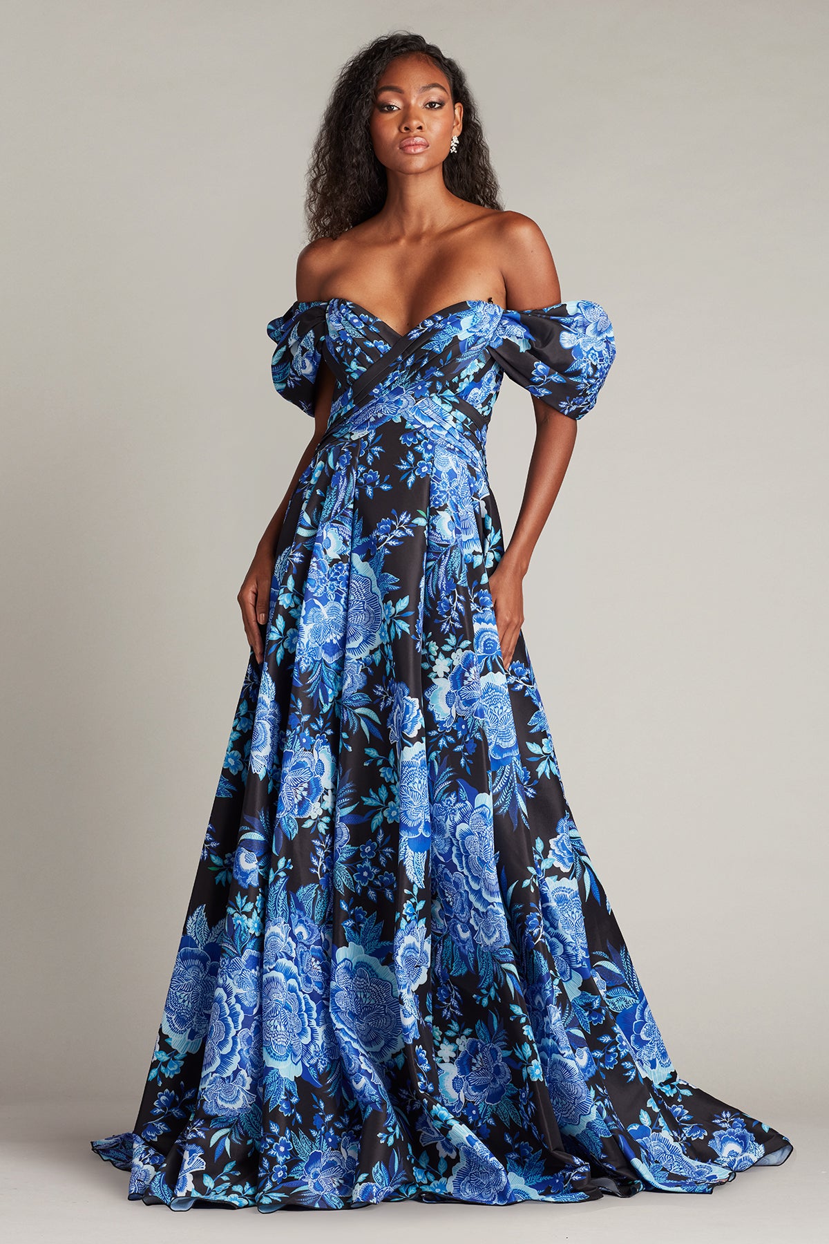 Off Shoulder Floral A-Line Gown