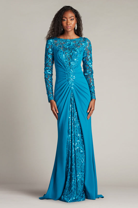 Sequin Embellished Long Sleeved Gown