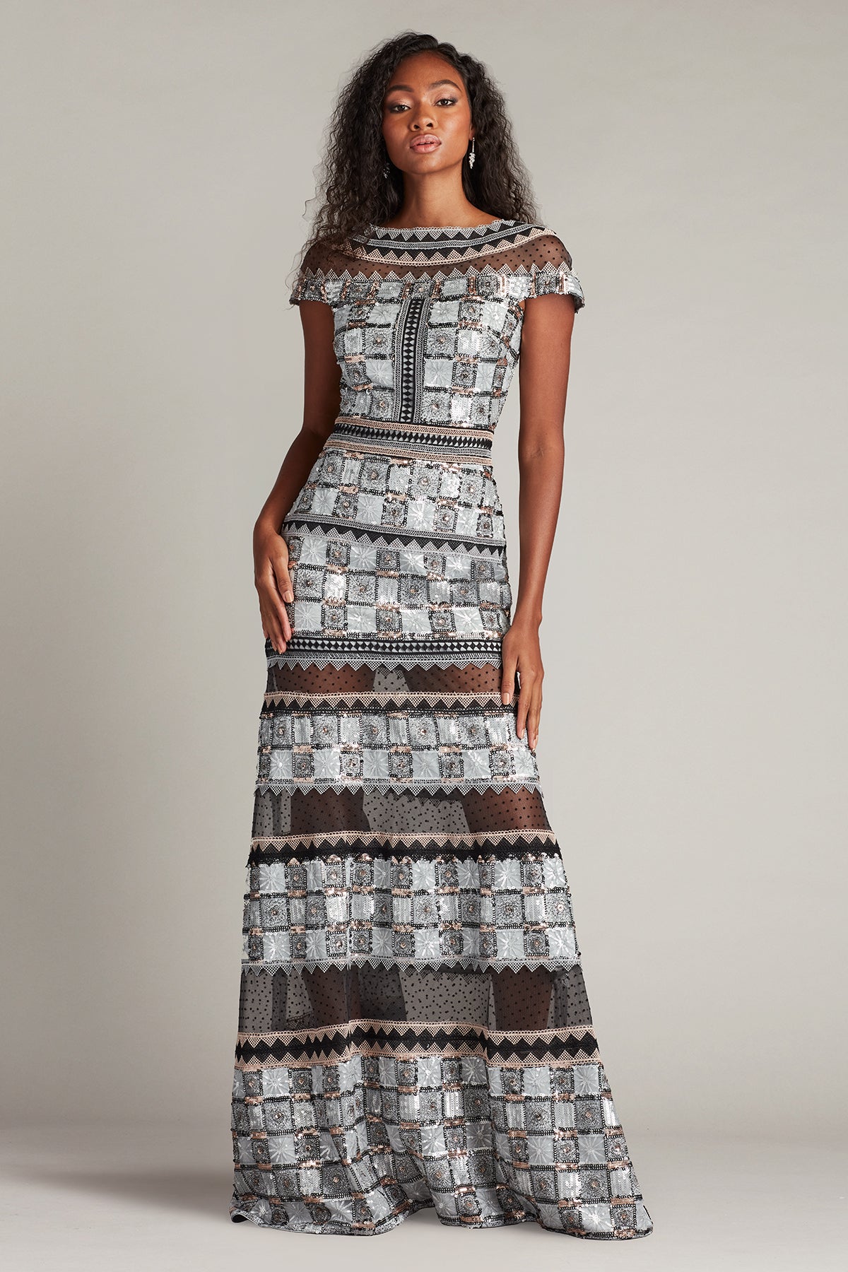 Short Sleeve Semi-Sheer Gown